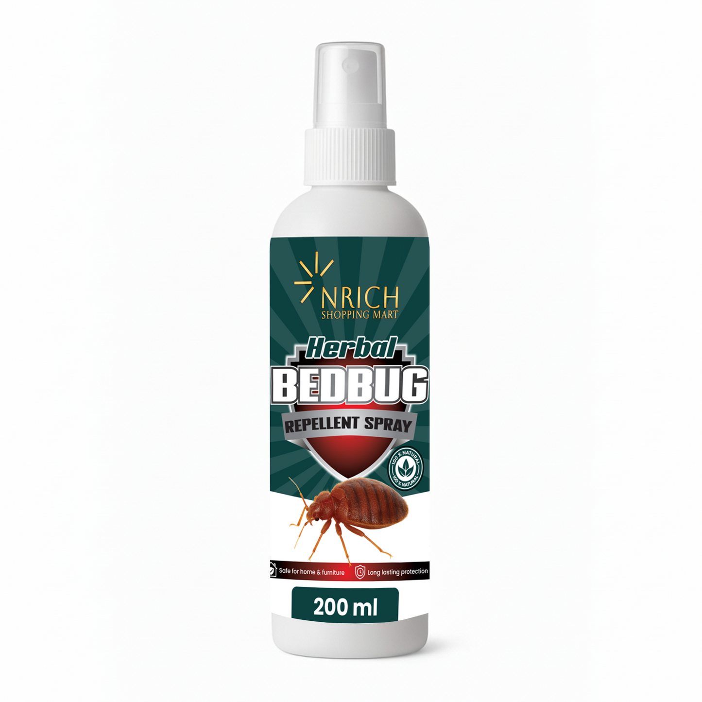 NRICH Herbal Bedbug Repellent Spray for Mattress & Home | Natural Plant-Based Formula | Safe for Kids & Pets | Long-Lasting Bed Bug Protection | Travel-Friendly Bug Spray