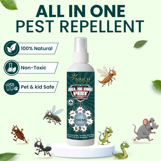 Nrich All-in-One Pest Control Spray | Rat Repellent Spray for Car & Home | Lizard, Cockroach, Ant & Bed Bug Repellent | Herbal Insect Repellent Spray | Safe Indoor & Outdoor Use