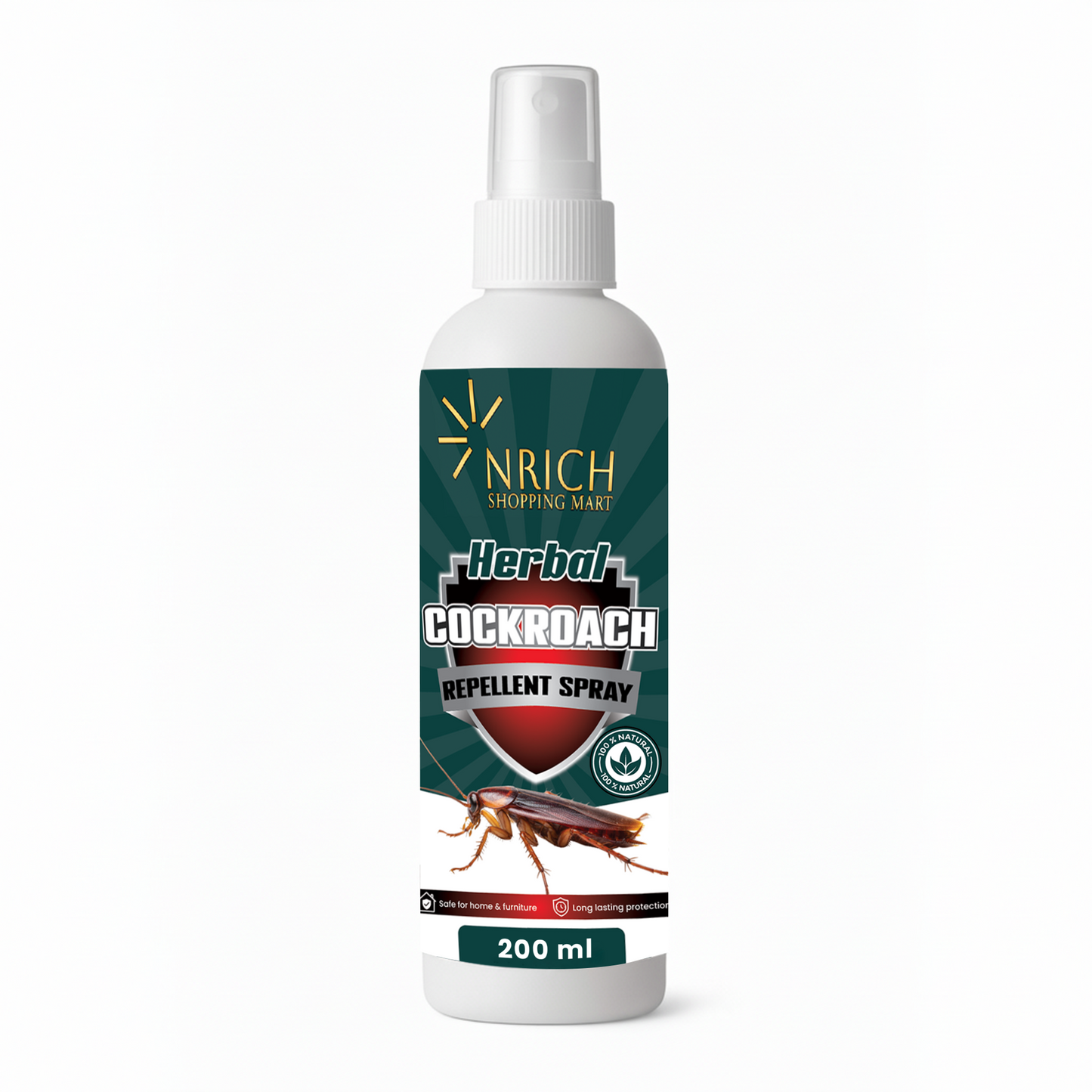 Nrich Herbal Cockroach Repellent Spray | Safe Cockroach Spray for Kitchen & Home | Long-Lasting Herbal Protection