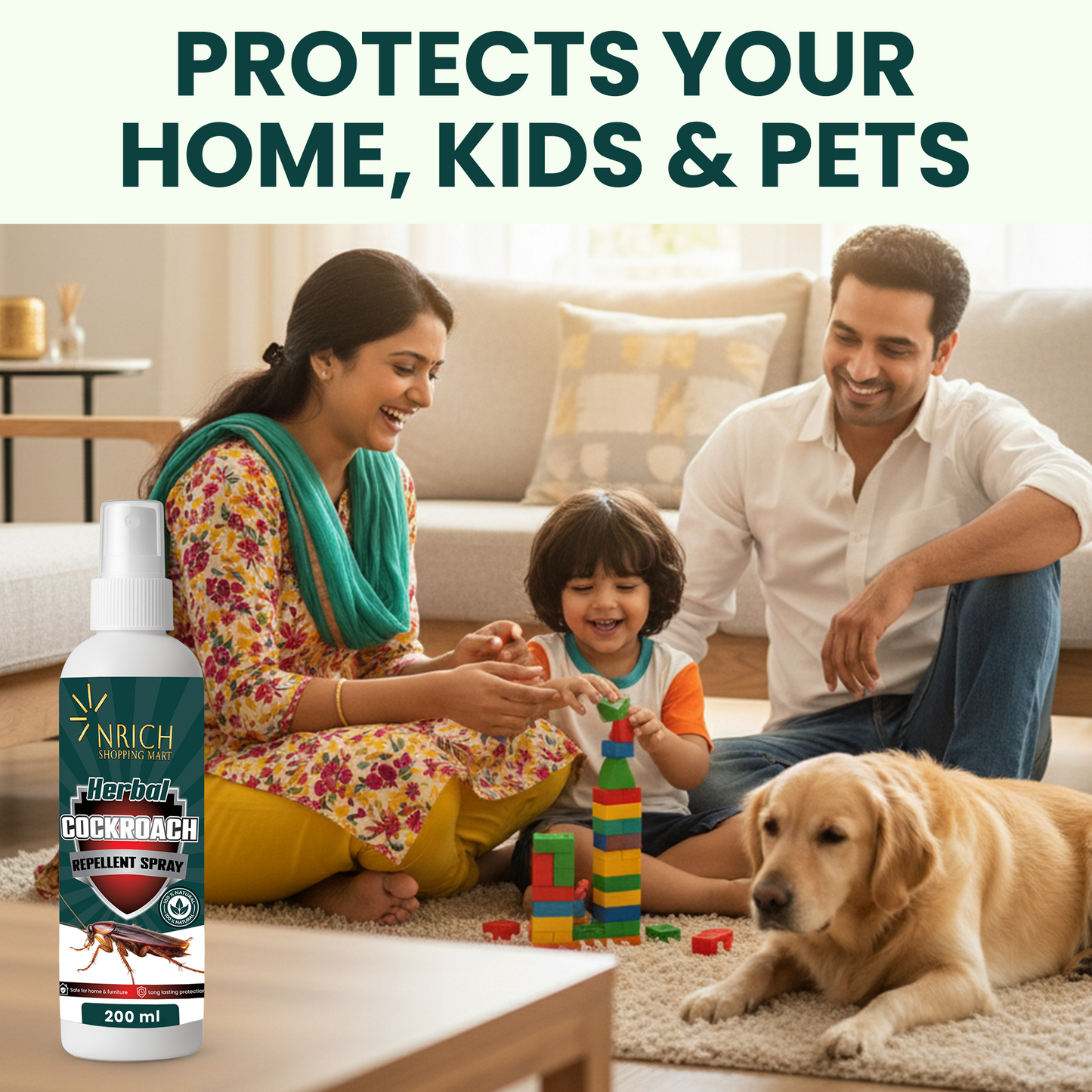 Nrich Herbal Cockroach Repellent Spray | Safe Cockroach Spray for Kitchen & Home | Long-Lasting Herbal Protection
