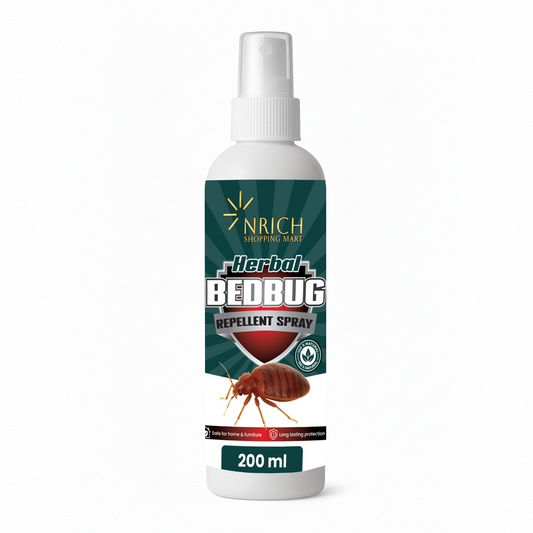 NRICH Herbal Bedbug Repellent Spray for Mattress & Home | Natural Plant-Based Formula | Safe for Kids & Pets | Long-Lasting Bed Bug Protection | Travel-Friendly Bug Spray