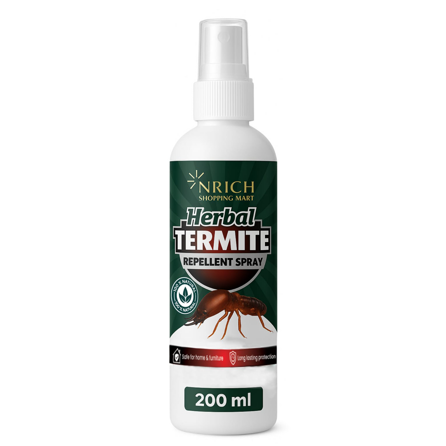 Nrich Herbal Termite Repellent - 200ml | Termite killer Spray for Home & Wood | Fast Action Pest Control Spray | Termite Control | best termite treatment do it yourself | Anti Wood Borer | No Chemical